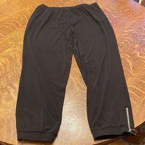 L Susan Graver black joggers with zipper detail